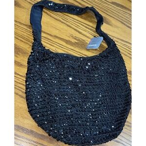 No Boundaries Y2K Black Sequin Shoulder Bag Sparkle 2000s Vintage Hobo Purse